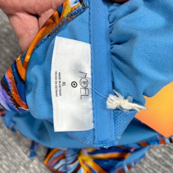 Fe Noel NWT High Leg Cheeky Deep V-Neck Leafy Palm Print Swimsuit Size XL - Picture 3 of 8